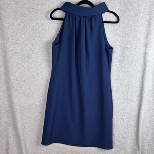 Sail To Sable STS Dress Womens Size Medium Navy Blue Cowl Neck Button Back Shift